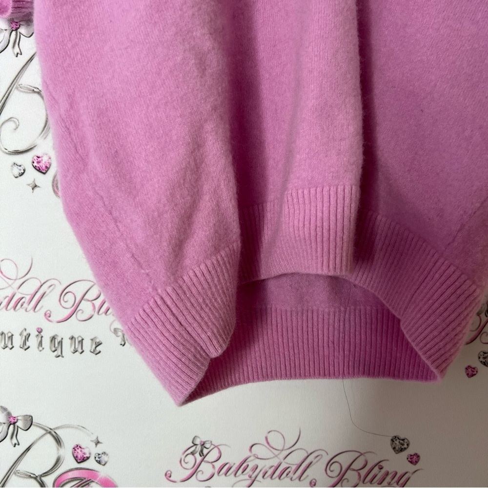Zara Pink V-Neck Sweater Soft Knit Retro Style button down furry fuzzy - Picture 4 of 7